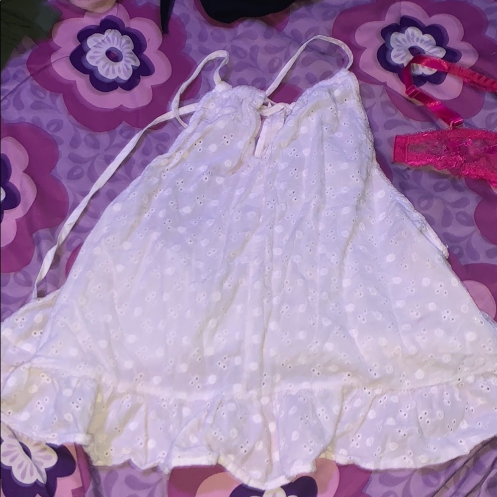 White floral lace halter top